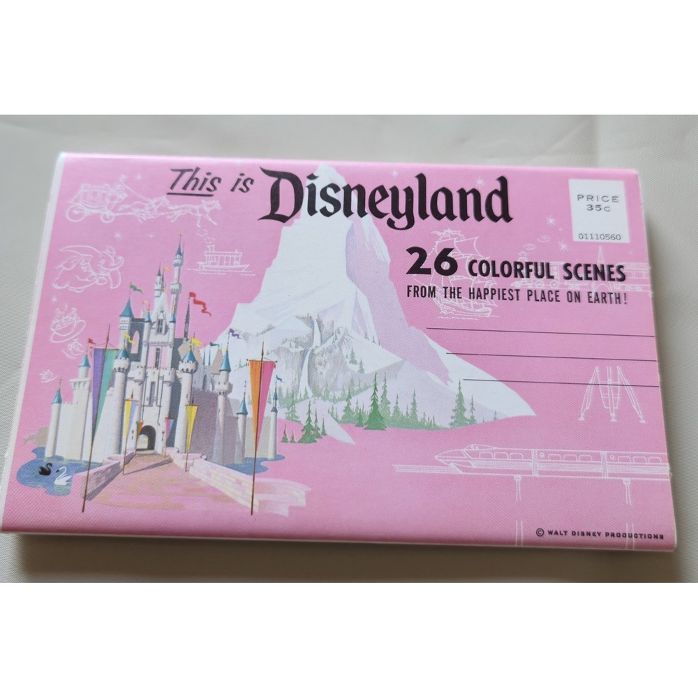 Vintage Disneyland 26 Scenes Postcard Booklet Walt Disney America Sings Souvenir